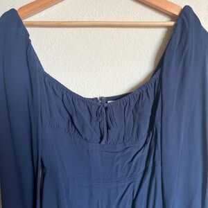 Navy Blue Long Puff sleeve Mini Dress